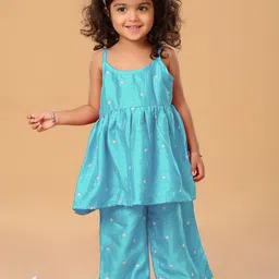 The Mini Trunk Girls Floral Embroidered Kurta with Palazzo-image-44