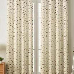 Myntra Elegant Homes White & Gold-Toned 2 Pieces Pankh Velvet Room Darkening Door Curtains-image-70