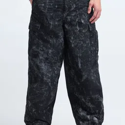 Flying Machine Men Mid-Rise Tie and Dye Printed Comfort Loose Fit Cargos Trousers-image-32