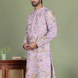 Jompers Men Floral Embroidered Chikankari Floral Kurta-17