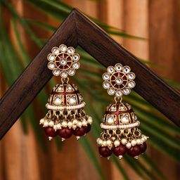 Anvik Gold Plated Beaded Contemporary Jhumkas-40