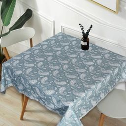 Texstylers Brown Paisley Printed Anti-Slip 2-Seater Square Pure Cotton Table Cover-3