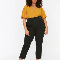Trendyol Women Solid Mid-Rise Regular Trousers-picture-37