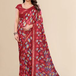 Moda Rapido Red Poly Georgette Embellished Sarees-picture-49