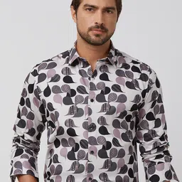 Mufti Men Spread Collar Abstract Printed Cotton Slim Fit Casual Shirt-image-16