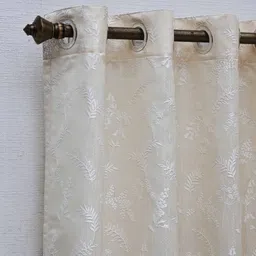 Ariana Cream-Coloured & White Floral Room Darkening Long Door Curtain-22