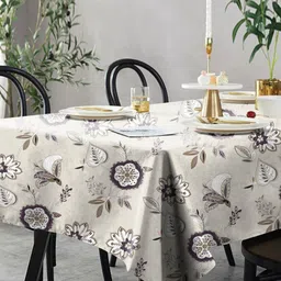 Aura Grey Floral Printed 6 Seater Table Cover-image-62