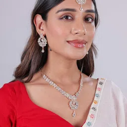 VATSALYA creation Women Necklace and Earrings With Maang Tika-image-19