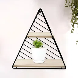 UMAI Black & Beige Metal Triangular Hanging Wall Shelf-37