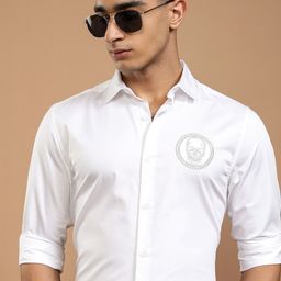 KETCH Men Spread Collar Solid Cotton Slim Fit Casual Shirt-image-97