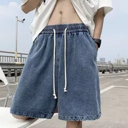 HERE&NOW Men Loose Fit Modal Denim Shorts-picture-8