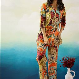 Mamicha Printed Pure Cotton Tunic With Palazzo Co-Ords-image-82