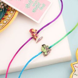 Sangria Kids Set Of 2 Thread Rakhi With Roli Chawal Chandan & Mishri-42