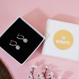 Bishty Fashion Stainless Steel Silver-Plated CZ Studded Contemporary Hoop Earrings-23