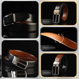 JND Men Leather Reversible Formal Belt image 5
