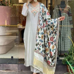 URMIR FASHION Women Floral Embroidered Regular Thread Work Kurta with Trousers & Dupatta-picture-23