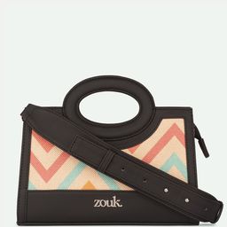 ZOUK Geometric Printed Jute Structured Sling Bag-52