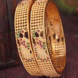 SGA FASHION Set Of 2 Gold-Plated Stone Studded Bangles-picture-15