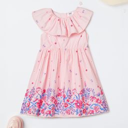 max Girls Floral Print Round Neck Fit & Flare Dress-image-69