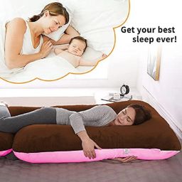 J SHAPE Polyester Fibre Solid Pregnancy Pillow Pack of 1-image-89