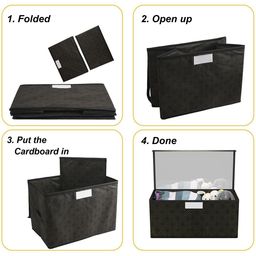 Kuber Industries Black & Beige 3 Pieces Printed Storage Box Organisers With Lid image 3