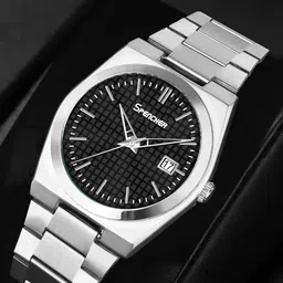 SPENCHER Men Analogue Multi Function Watch SW Sapphire Black Dial Date Chain Watch--2