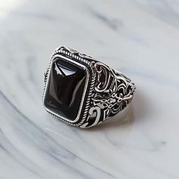 Peora Men Silver-Plated Stainless Steel Stone-Studded Adjustable Finger Ring-image-8