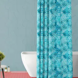 ArtzFolio Blue & White Geometric Printed Waterproof Shower Curtains-image-95