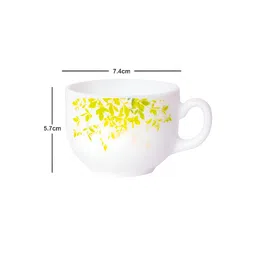 Cello White & Green Floral Printed Opalware Glossy Cups Set of Cups and Mugs image 3