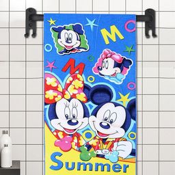 YK Blue & Yellow 1 Printed Cotton 400 GSM Bath Towel-image-3