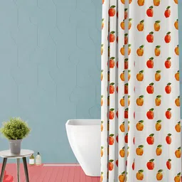 ArtzFolio Off White & Red Printed Waterproof Shower Curtain-image-77