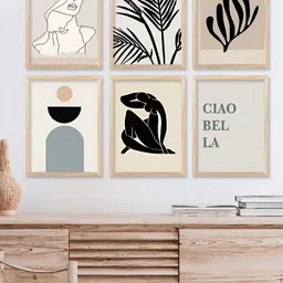Kotart Brown & Grey 6 Pieces Wood Abstract Wall Arts-24