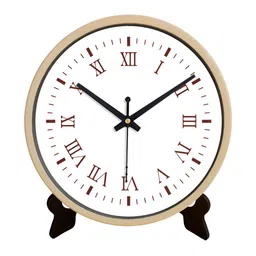 OLIVE TREE Peach-Coloured & Black Printed Contemporary Round Shaped Analogue Table Clock-14