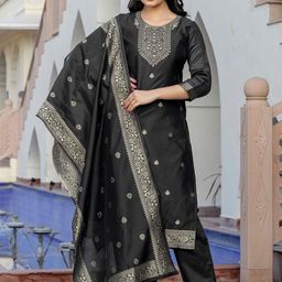 SKYLEE Women Floral Embroidered Kurta with Trousers & Dupatta-picture-58