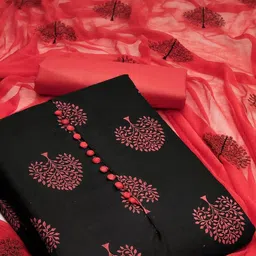 Peachmode Black Printed Unstitched Dress Material-image-44