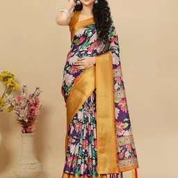J 6 DESIGNER Adults-Women Floral Zari Silk Blend Block Print Regular Saree-picture-16