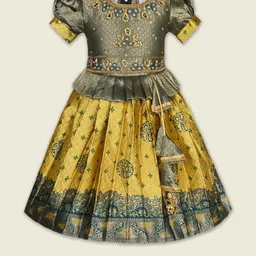 Girls Embroidered Puff Sleeve Fit and Flare Frock Dress-image-98