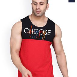 SLOWLORIS Pack Of 2 Printed Round Neck Sleeveless Bio-Wash Cotton Gym Vests-picture-18