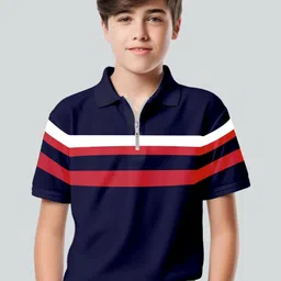 AUSK Boys Striped Polo Collar Pockets T-shirt-28