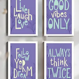 Art Street White & Purple 4 Piece Synthetic Wood Other Wall Paintings-image-94