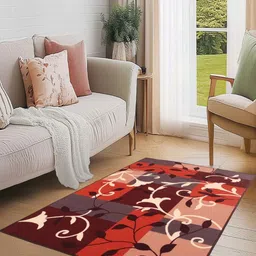 MODEFE Maroon Floral Anti-Skid Nylon Carpet-21