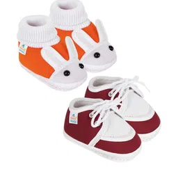 NESKA MODA 3 To 12 Months Baby Boys & Baby Girls Set of 2 Pair Soft Cotton Rabbit Face Lace Booties-image-97