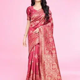 RICH & ROMAN Woven Design Zari Pure Silk Banarasi Saree-picture-20