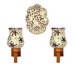 Somil Indore Mosaic Decorative Lamp Combo of Matching Wall Lamp & Blessing God Ganesh Wall Lamp, Multi Compatible with LED, Size: 14.5 X 14.5 X 28 Cm, Pack of 3.-image-43