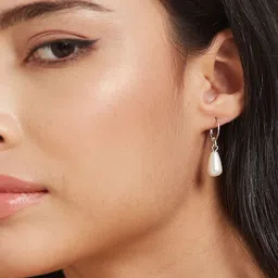 ATIBELLE Set Of 3 Silver-Plated Artificial Beads Beaded Drop Earrings image 4