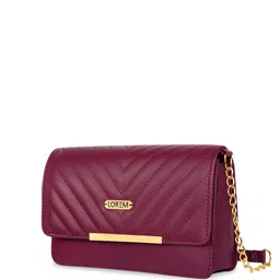 LOREM Women Solid Structured Leather Sling Bag image 4