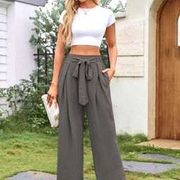Outzidr Women Flared Pleated Trousers-image-100