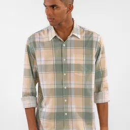 Eszett Checked Printed Spread Collar Long Sleeves Shirt-56