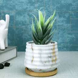 TAYHAA White 1 Pieces Succulent Artificial Plant With Pot-15