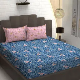 YaAkholic Multicoloured 210 TC Queen Bedsheet with 2 Pillow Covers-image-71